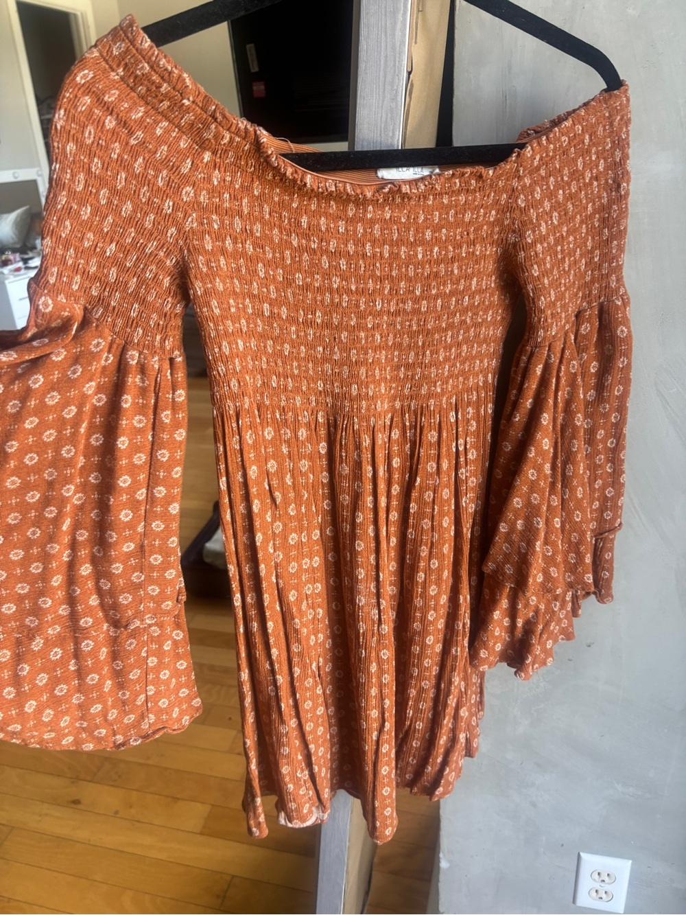 ILLA ILLA Rust Orange Off the Shoulder Dress